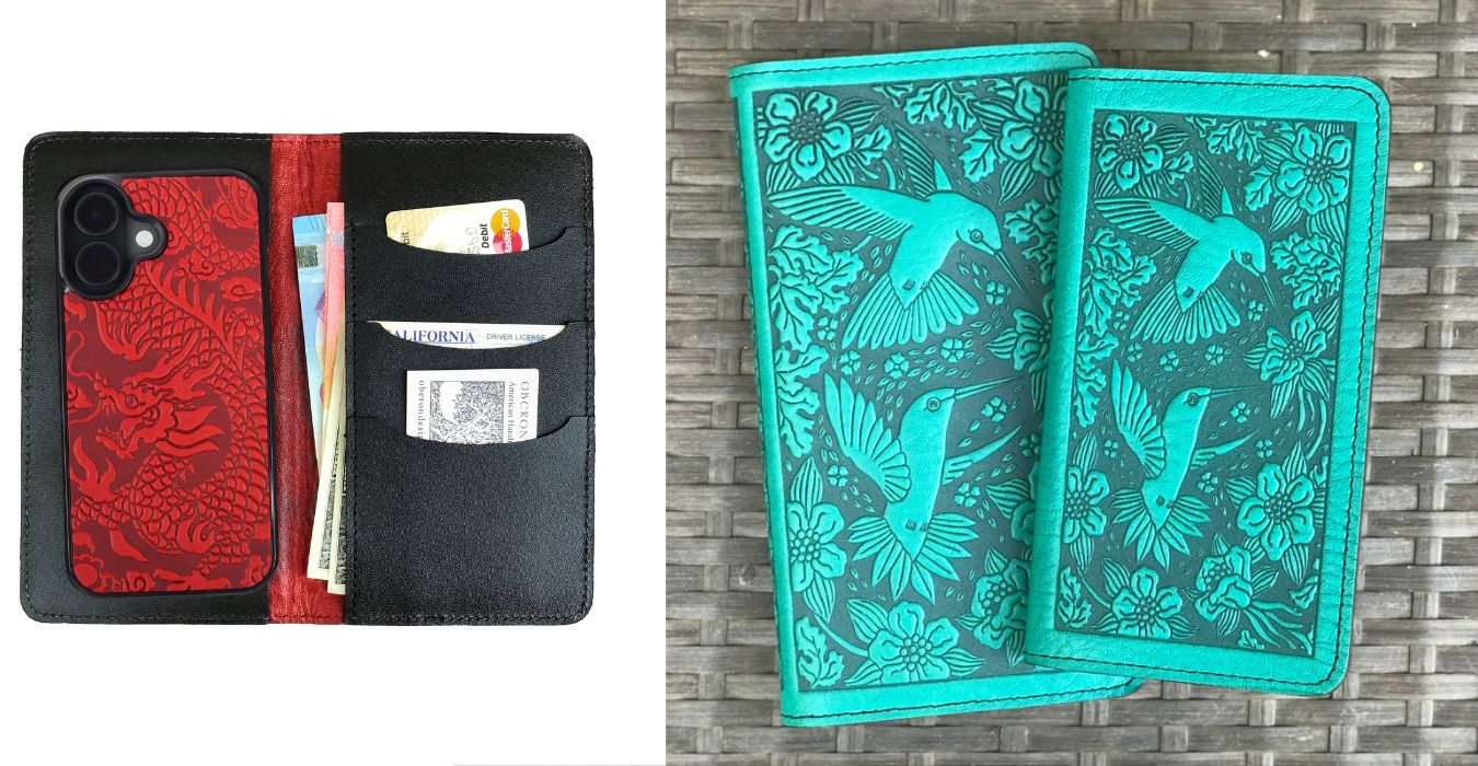 Leather Smartphone Wallets in 2 sizes, collection by Oberon Design