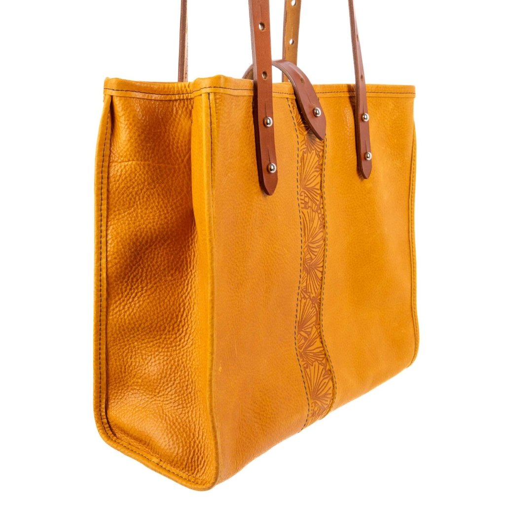 Leather Tote, Sonoma, Adventure, Ginkgo in Amber diagonal