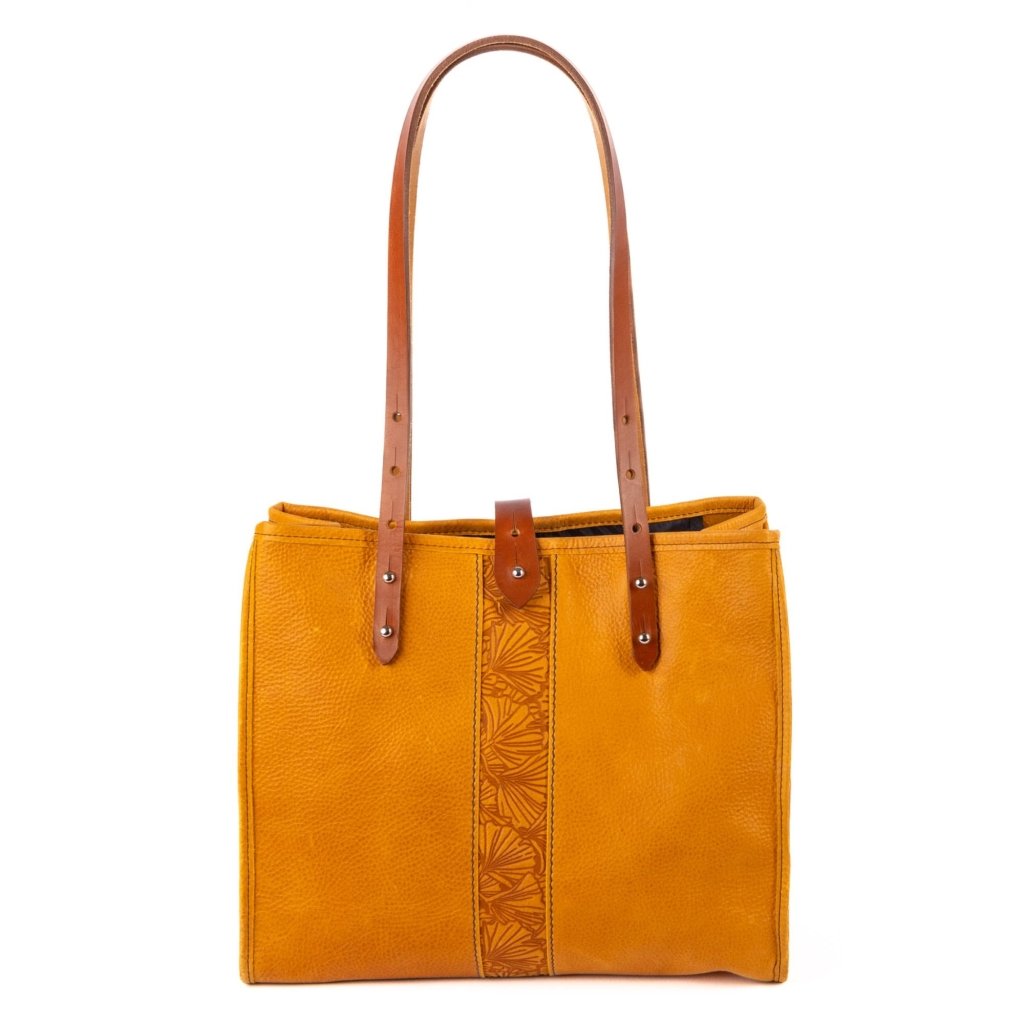 Leather Tote, Sonoma, Adventure, Ginkgo in Amber front view