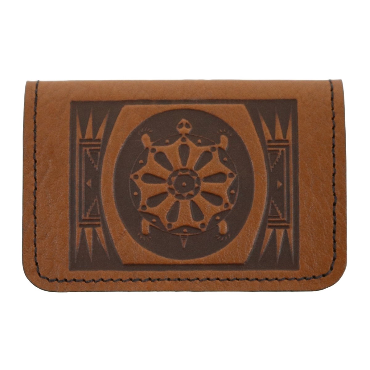 HAPPY EXTRA, Tribal Turtle Mini Wallet in Saddle