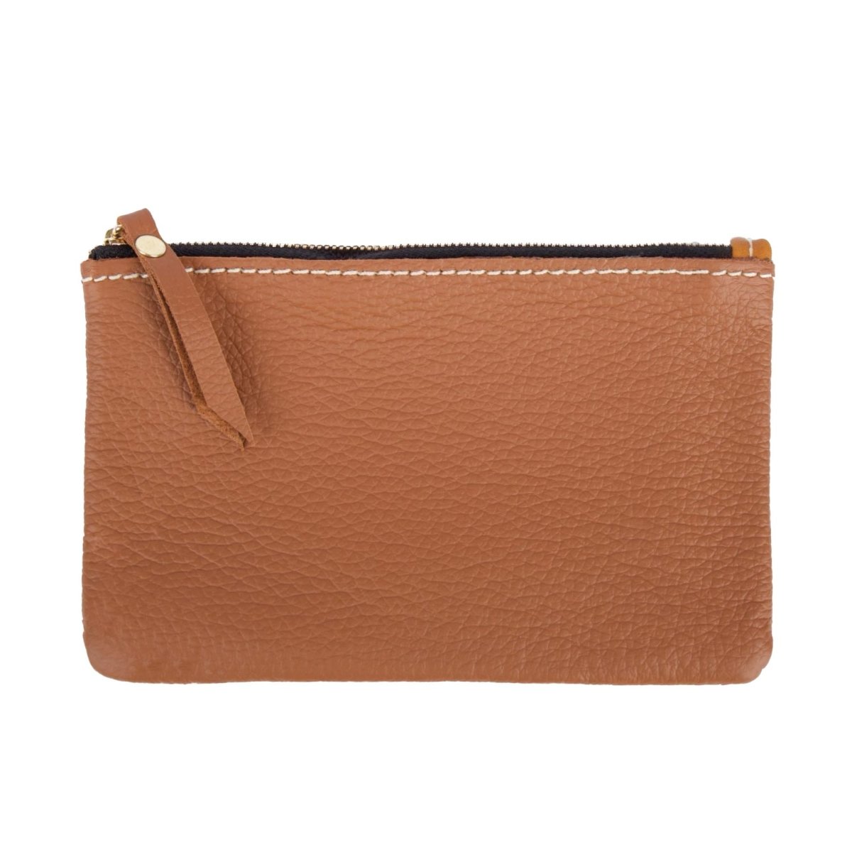 Oberon Design Zipper Pouch with Pacific Leather in Brandy