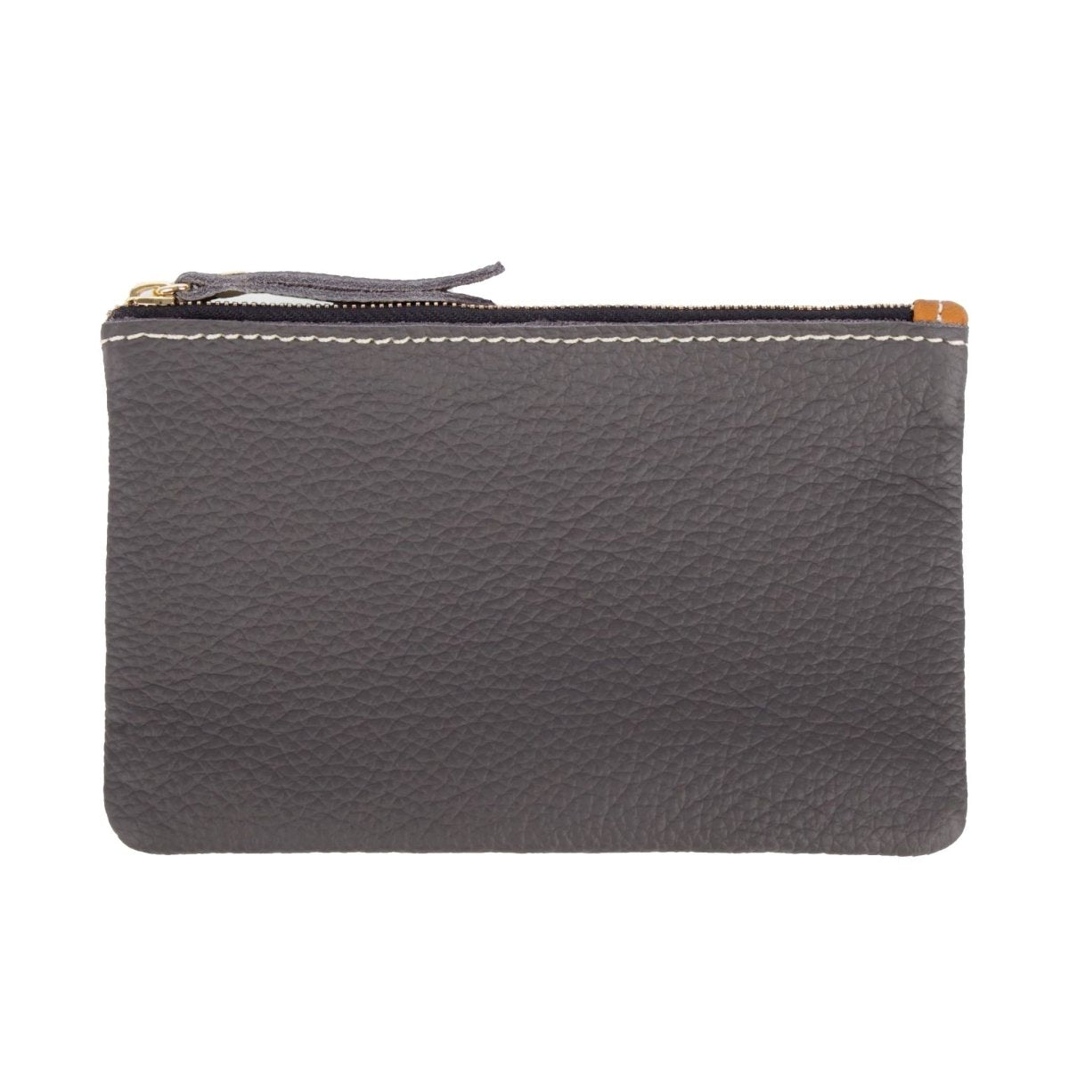 Oberon Design Zipper Pouch with Pacific Leather in Charcoal