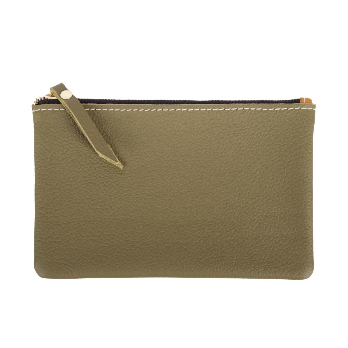 Oberon Design Zipper Pouch with Pacific Leather in Sage