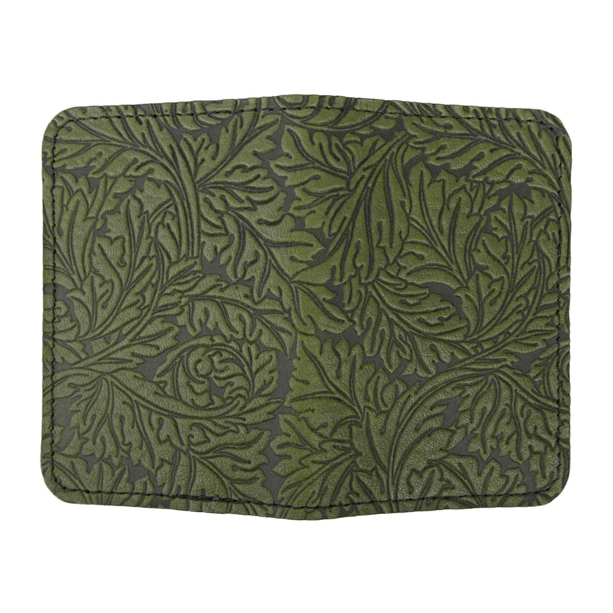 Acanthus Leaf Mini Wallet, Card Holder, Fern open view