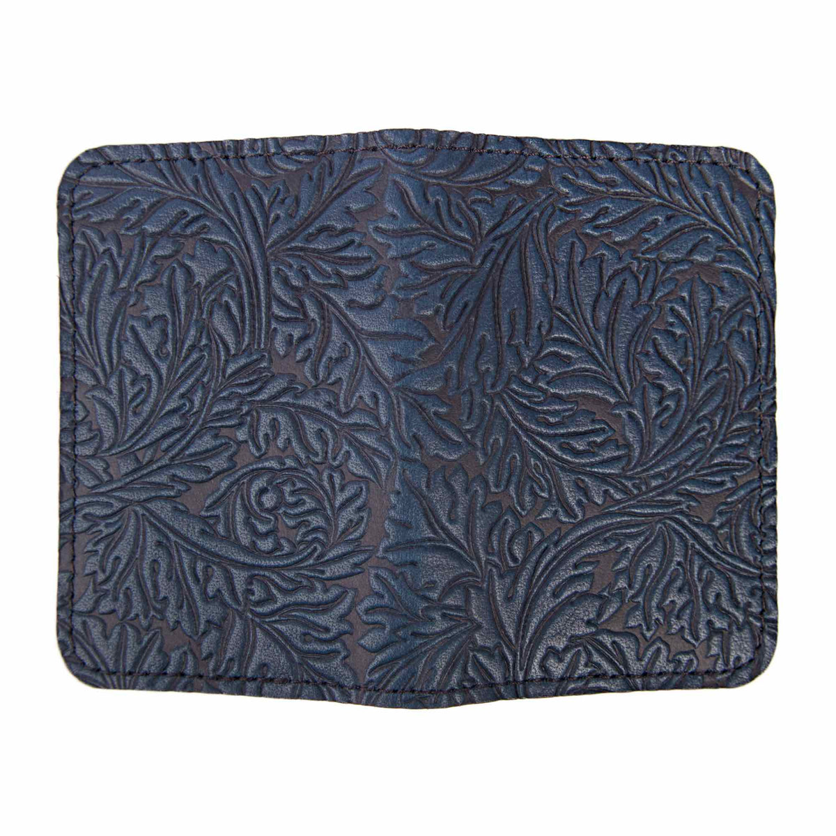 Acanthus Leaf Mini Wallet, Card Holder, Navy open view