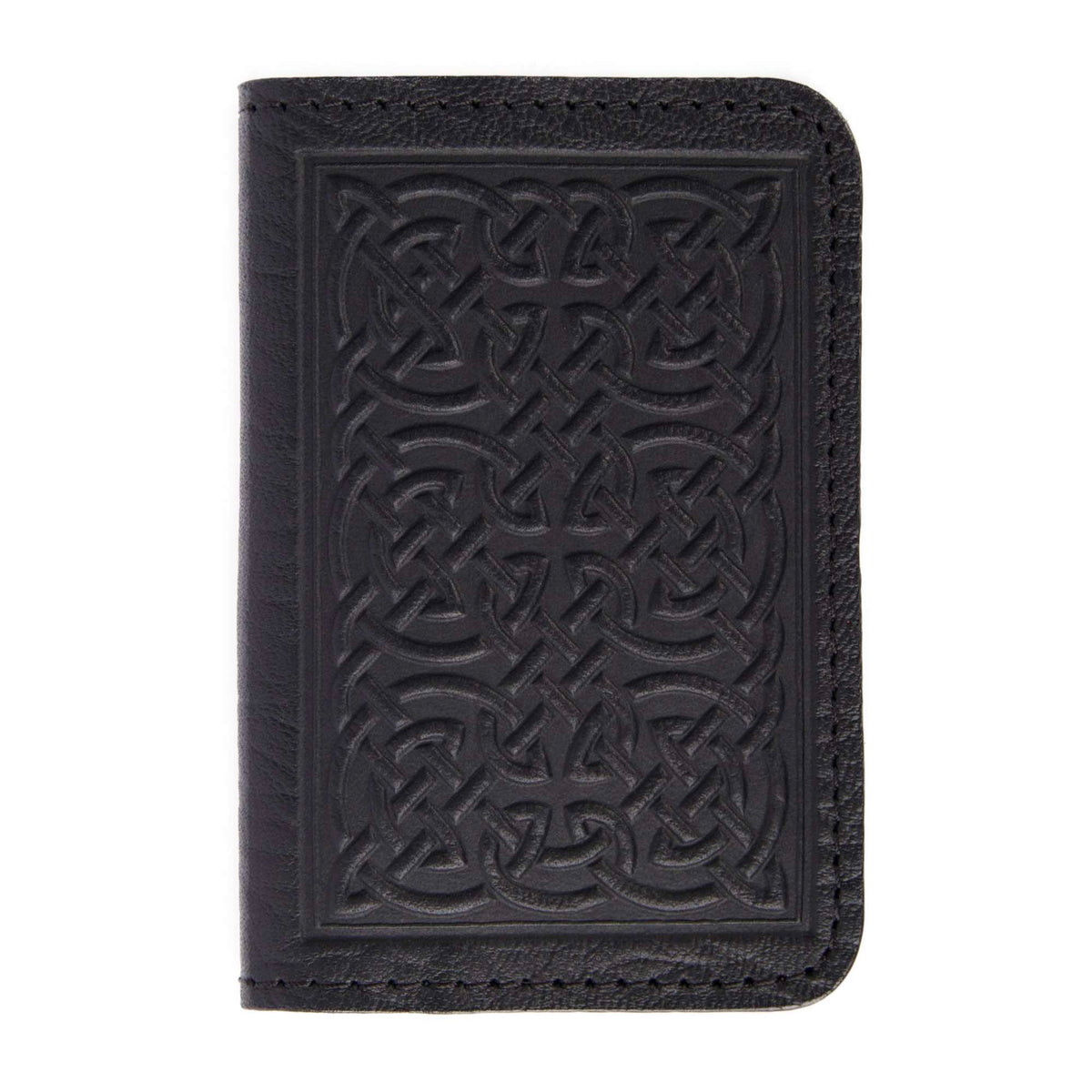 Leather Card Holder, Mini Wallet, Bold Celtic in Black