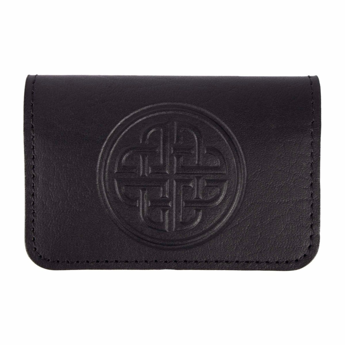 Leather Card Holder, Mini Wallet, Celtic Love Knot in black