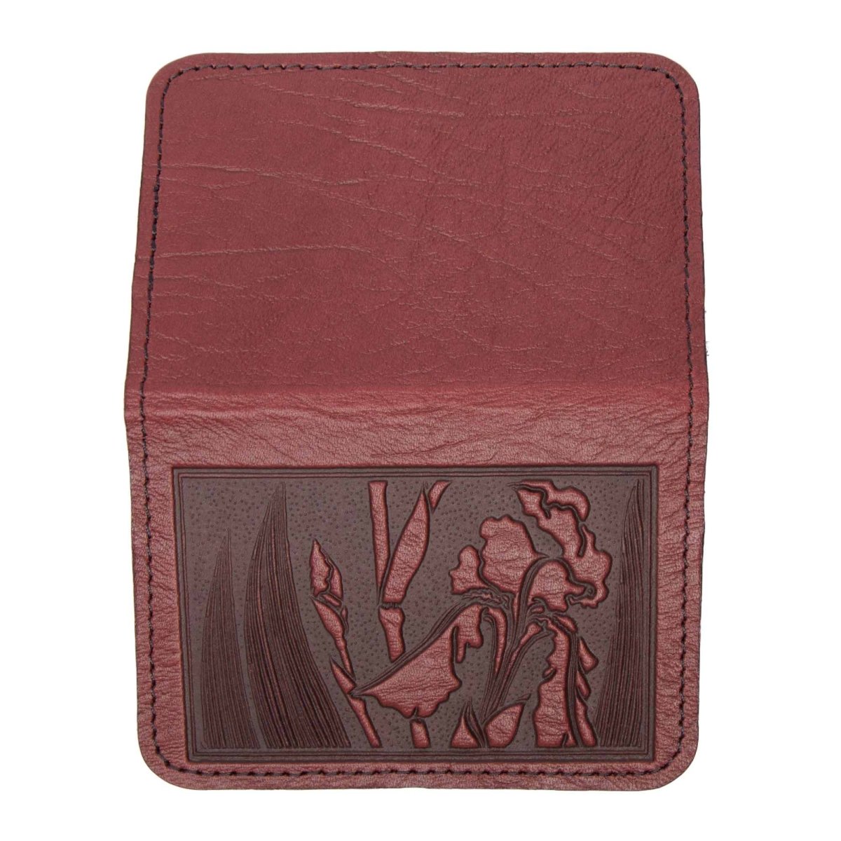 Iris Card Holder Mini Wallet, Wine, Open view by Oberon Design