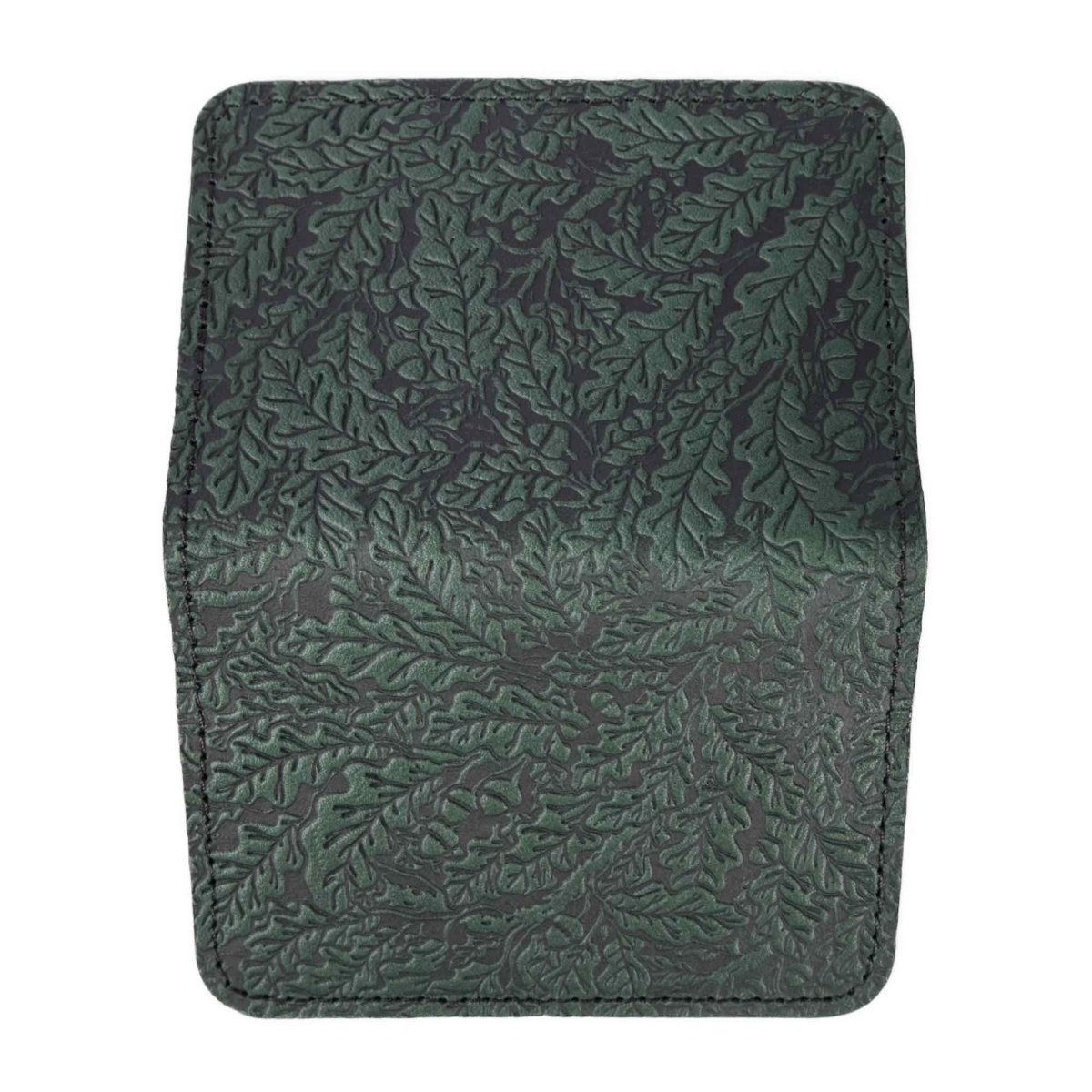 Oak Card Holder Leaves Mini Wallet, Green, open view