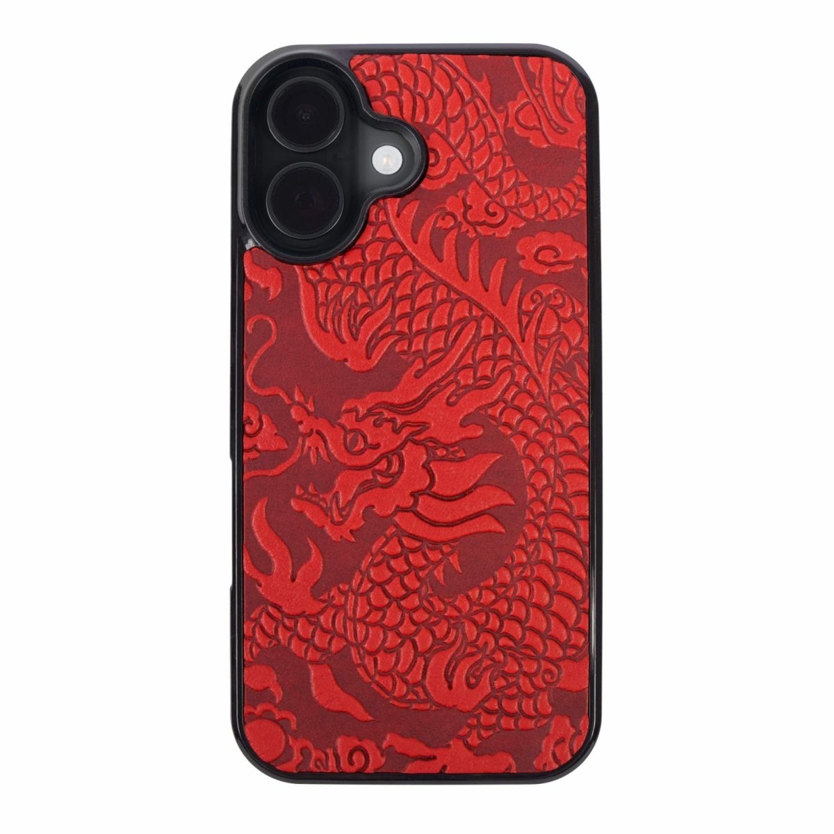 Leather iPhone case, cloud dragon in Red