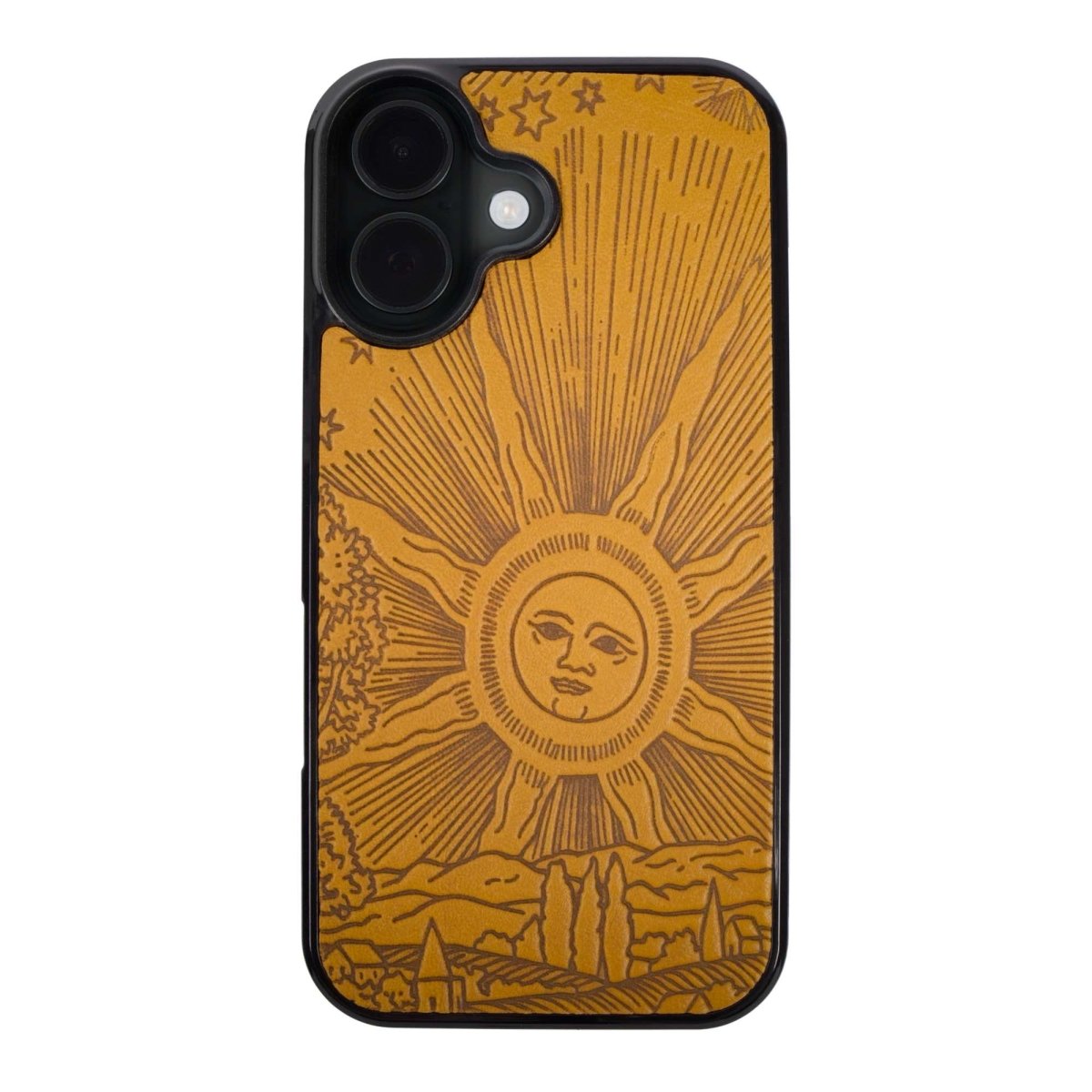 Oberon Design Genuine Leather iPhone Case, Hand-Crafted, Roof of Heaven, Marigold