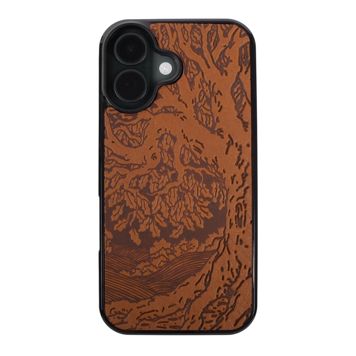 Oberon Design iPhone 16 Case, Tree of Life in Saddle