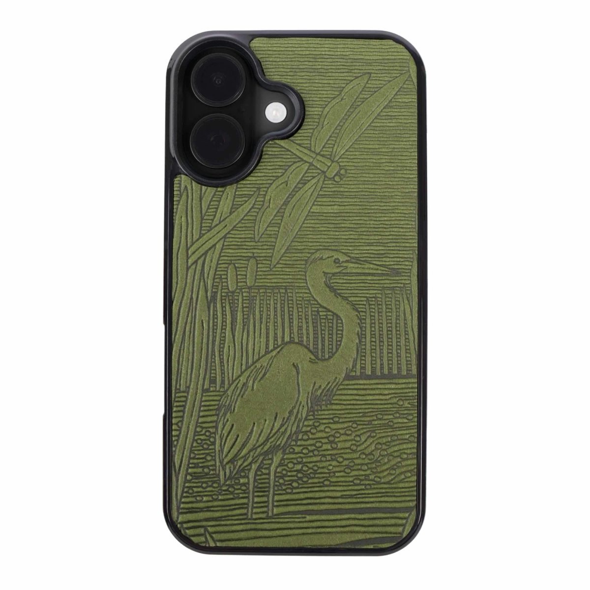 Leather iPhone Case, Dragonfly Pond, Fern