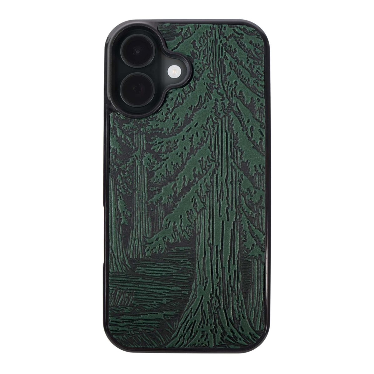 Leather iPhone case, forest in Green