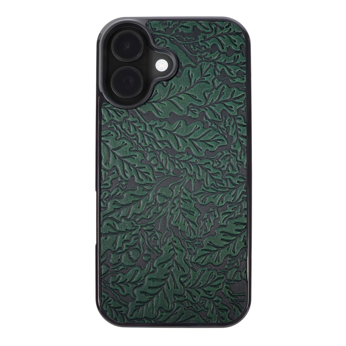 Leather iPhone Case, Oak Leaves in Green