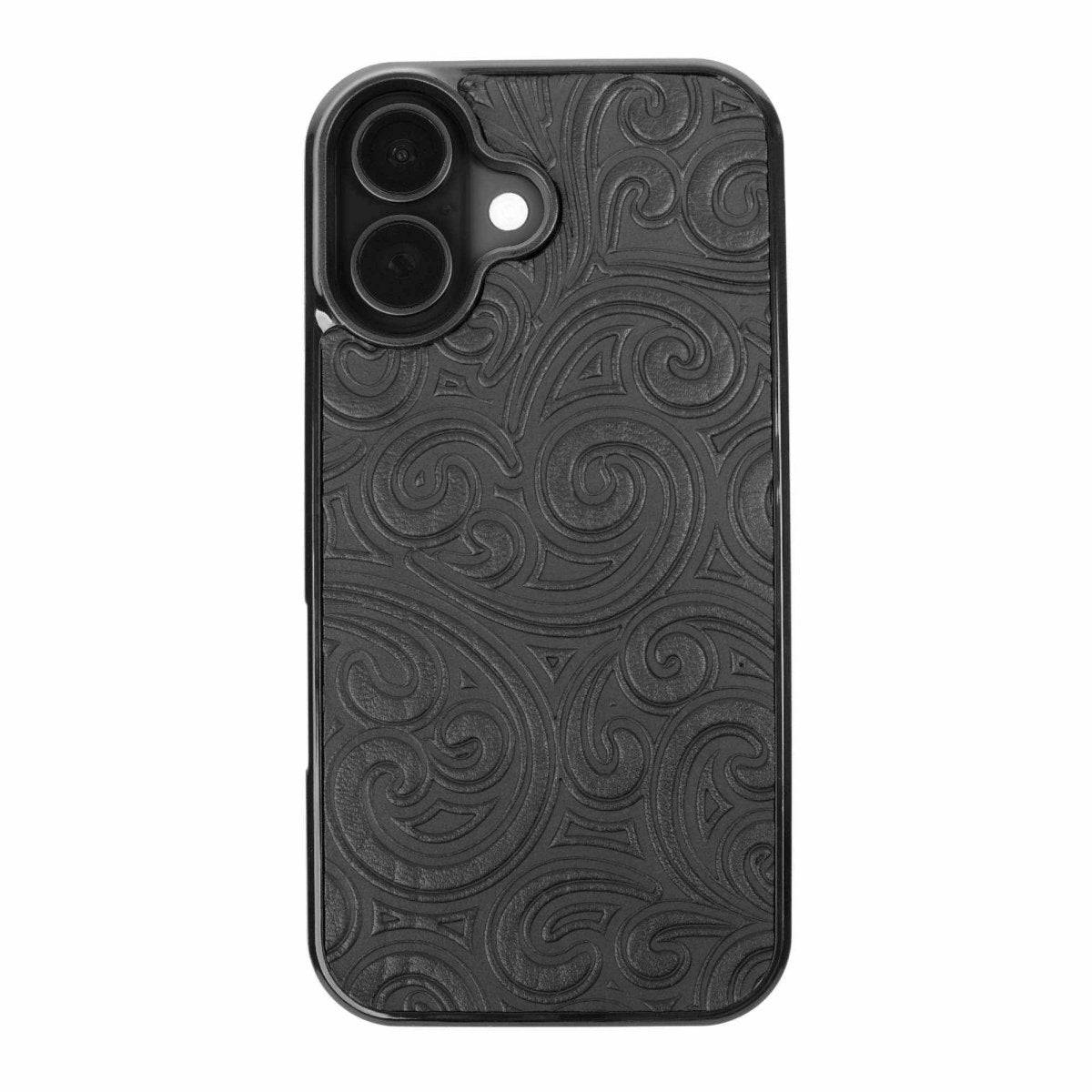 Oberon Design Genuine Leather iPhone Case, Hand-Crafted, Rococo, Black