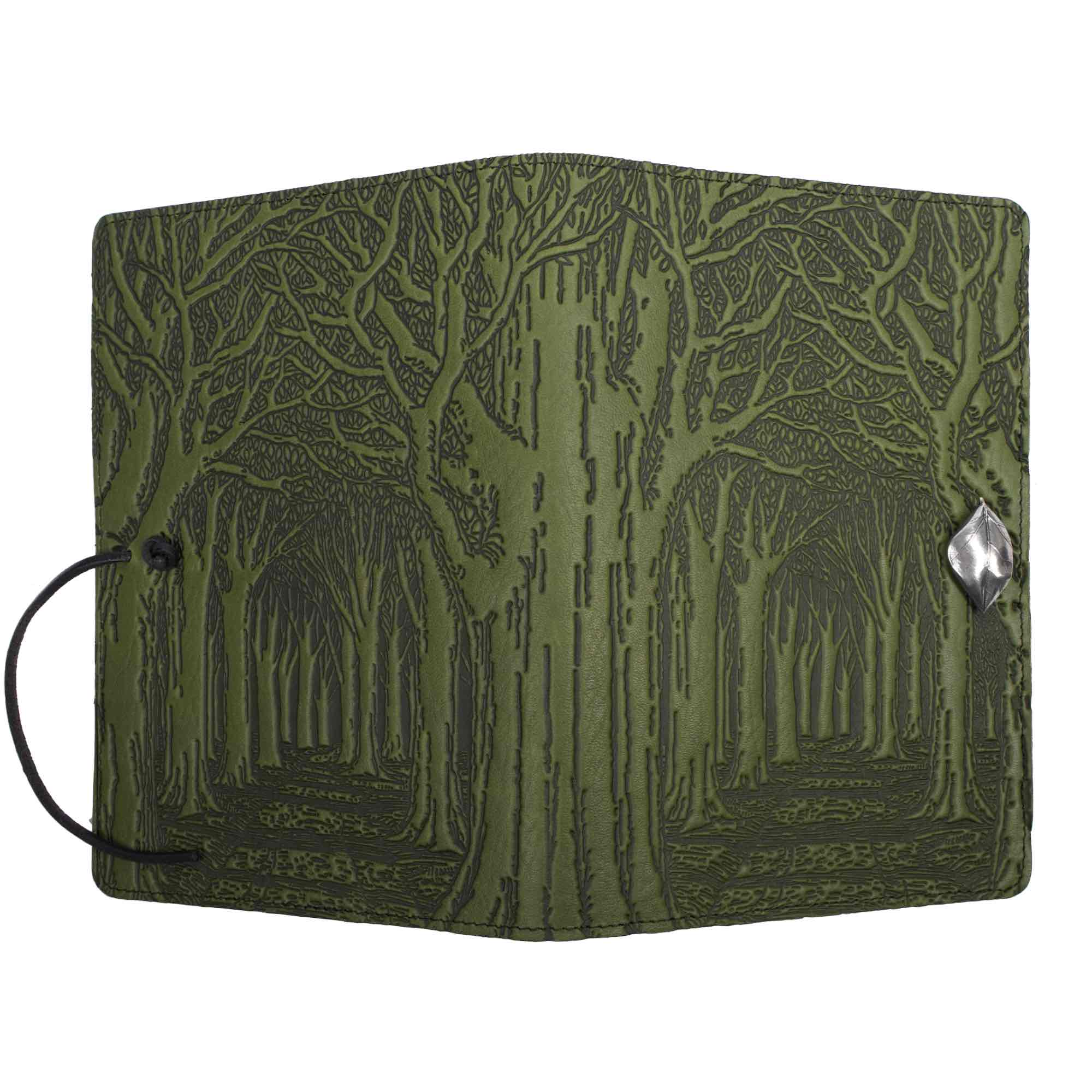 Oberon Design Leather Refillable Journal Cover, Avenue of Trees, Fern