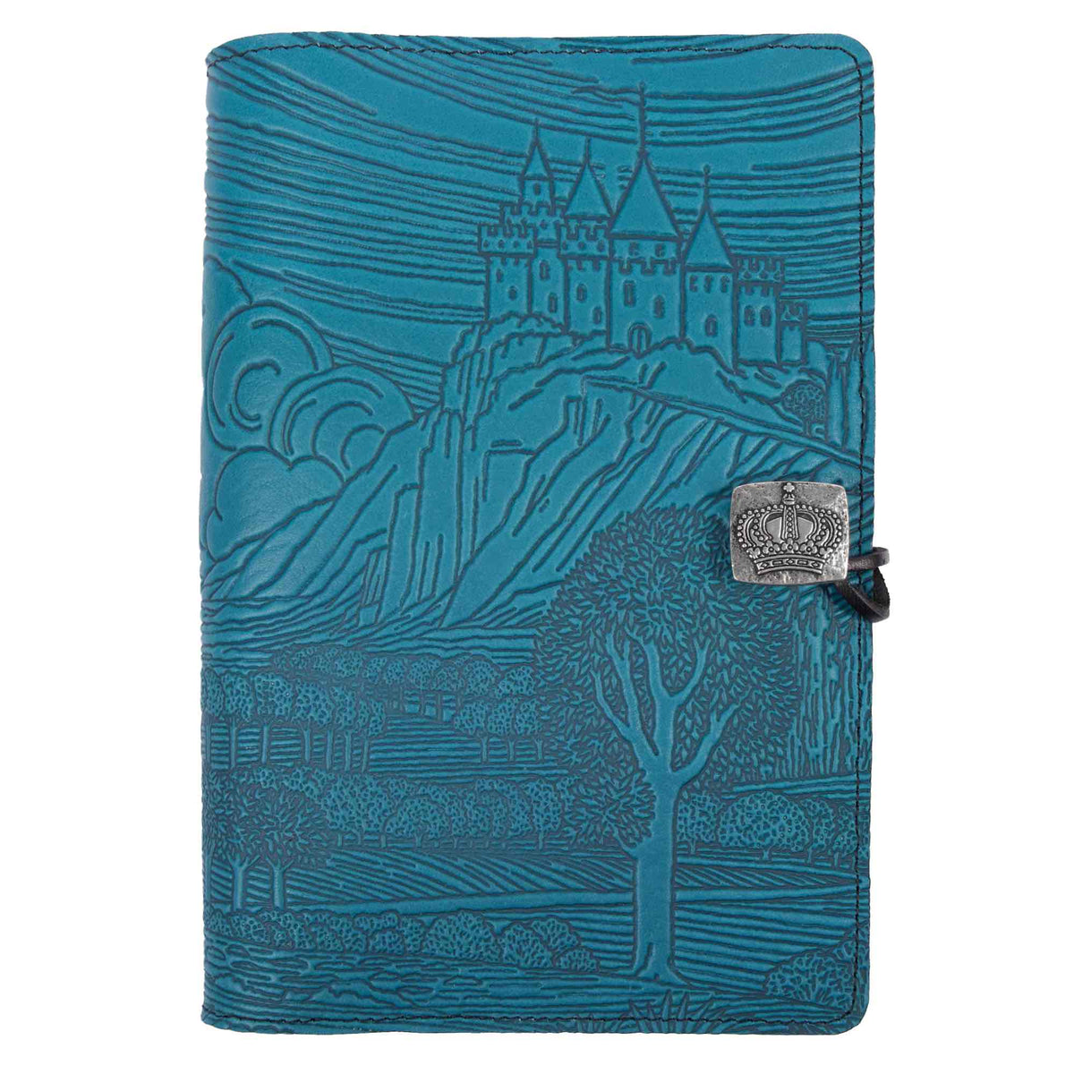 Oberon Design Leather Refillable Journal Cover, Camelot, blue