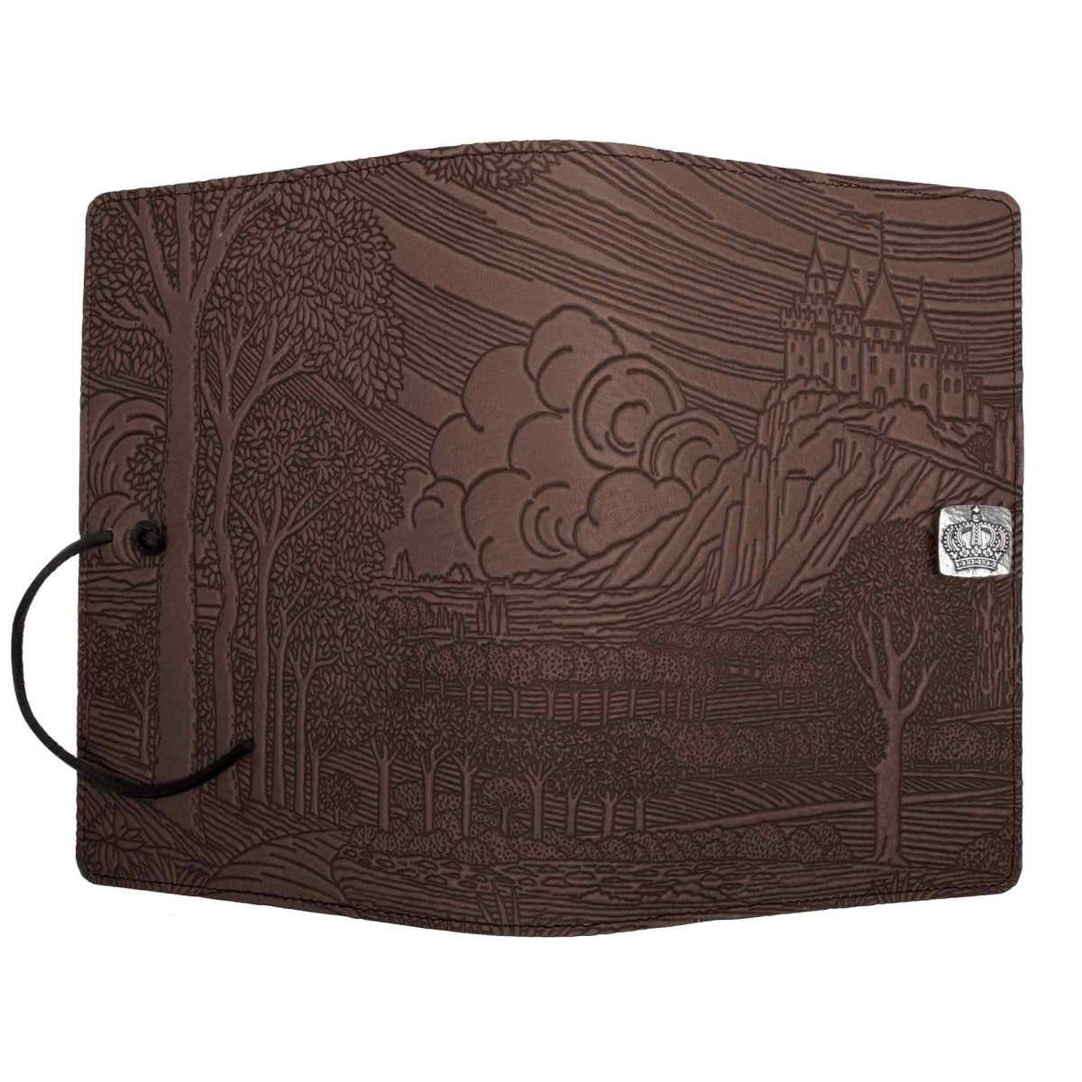 Oberon Design Leather Refillable Journal Cover, Camelot, Chocolate - open