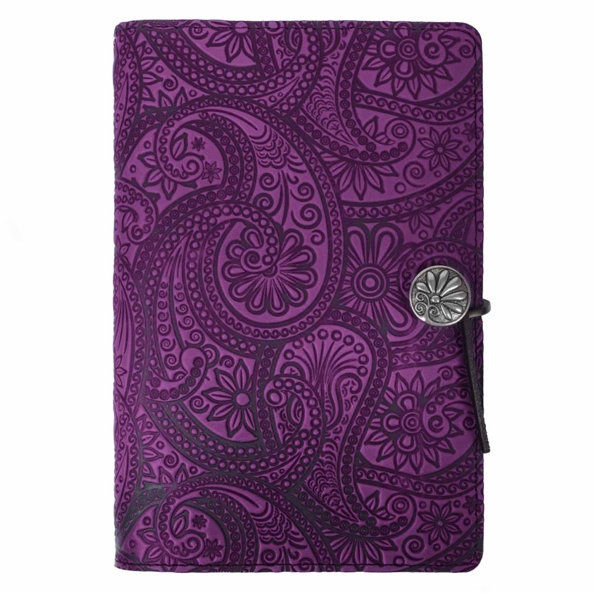 Leather Journal Cover, Paisley in Teal by Oberon Design