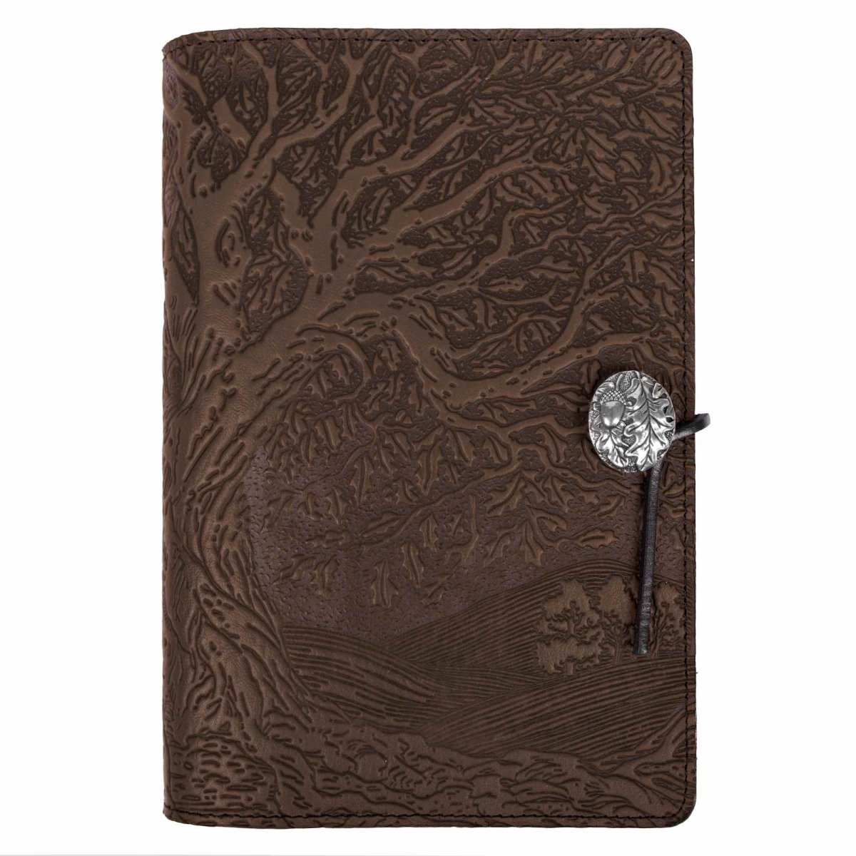 Leather Journal Cover, tree of life in chocolate by Oberon Design