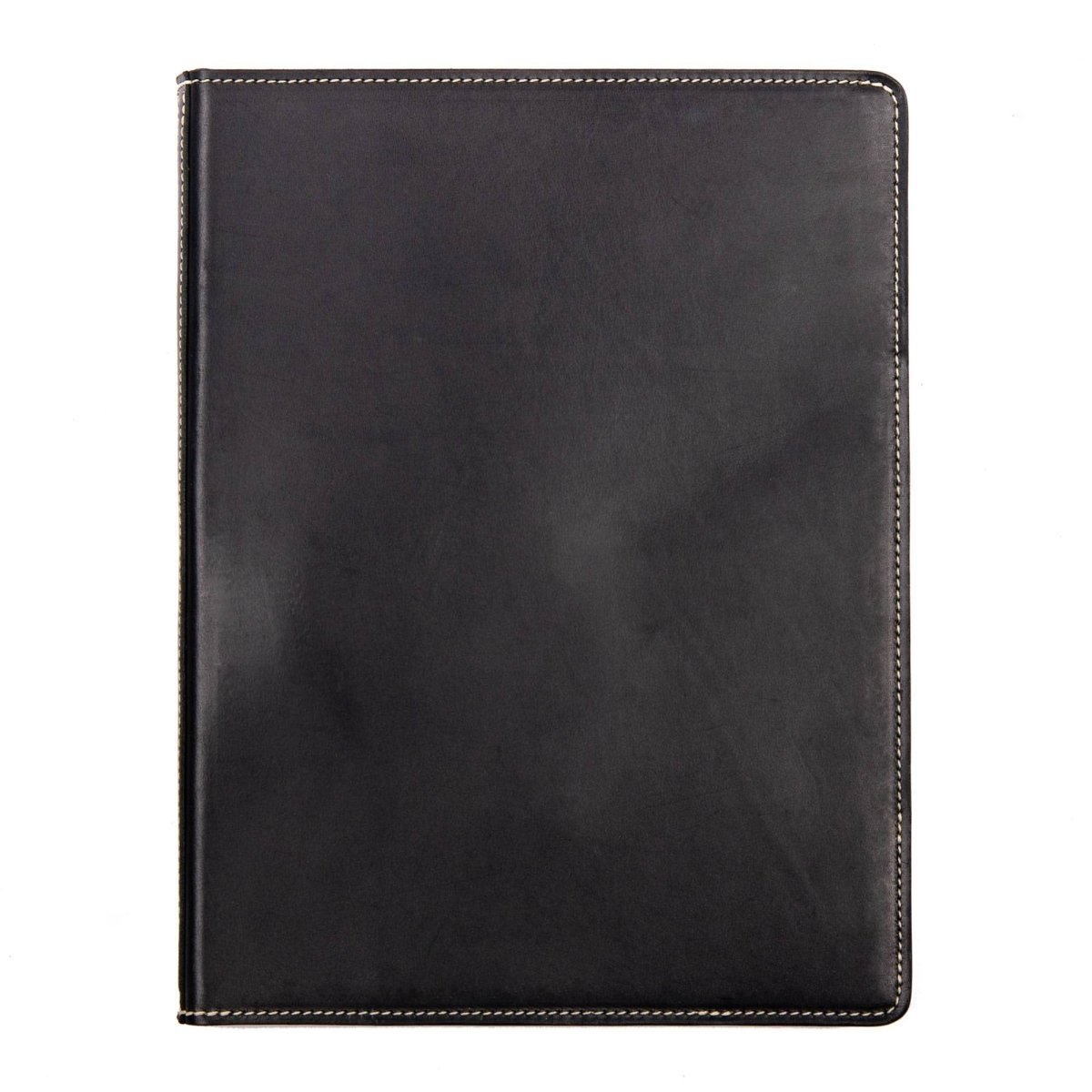 Leather Portfolio, Black with tan stitching, Made in the USA