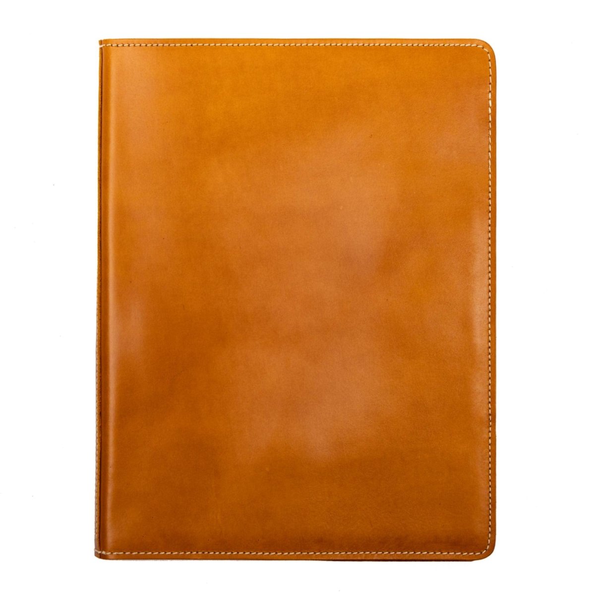 Leather Portfolio, brown canyon color with tan stitching, Made in the USA