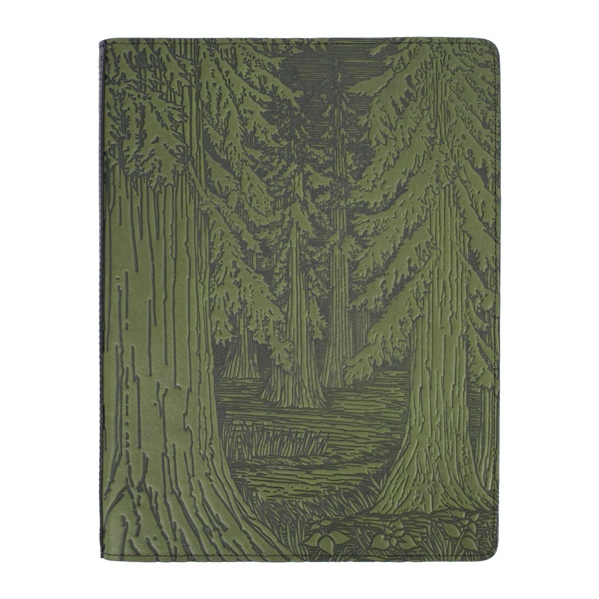 Oberon Design Large Leather Portfolio, Forest, Fern