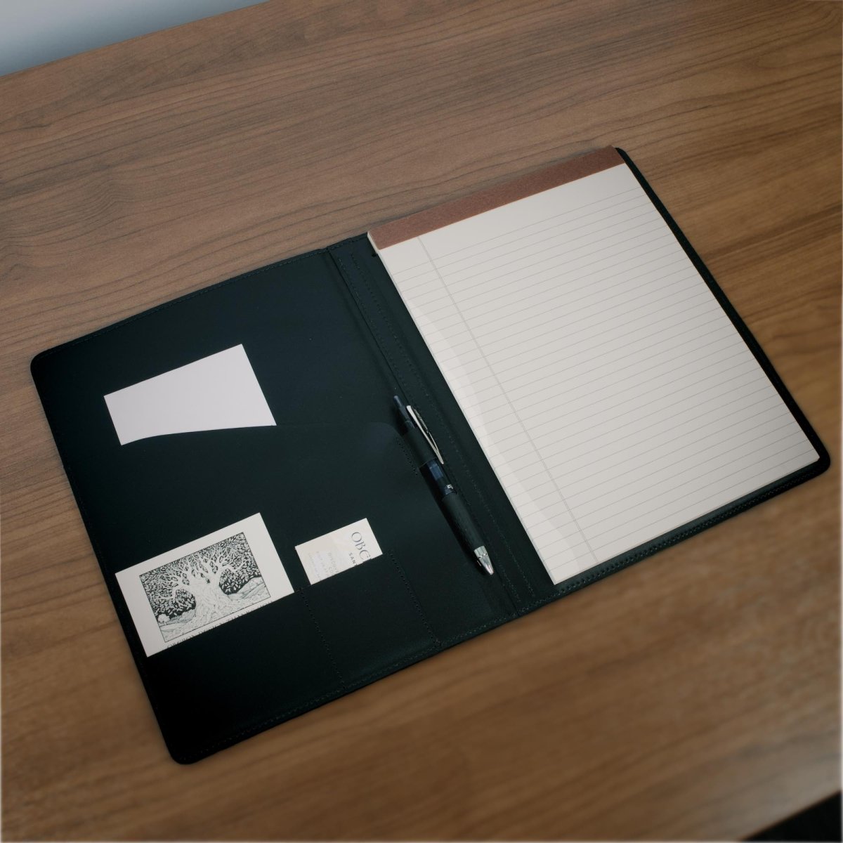 Leather Portfolio with notepad for office and school by Oberon Design