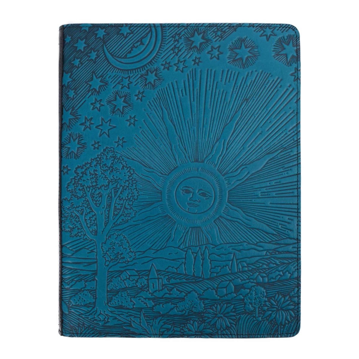 Large Leather portfolio, roof of heaven in blue by Oberon Design