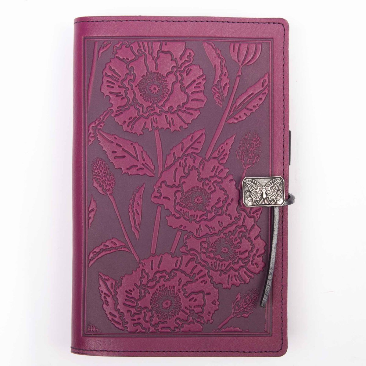 SECOND, Large Leather Notebook Cover, Poppy in Orchid