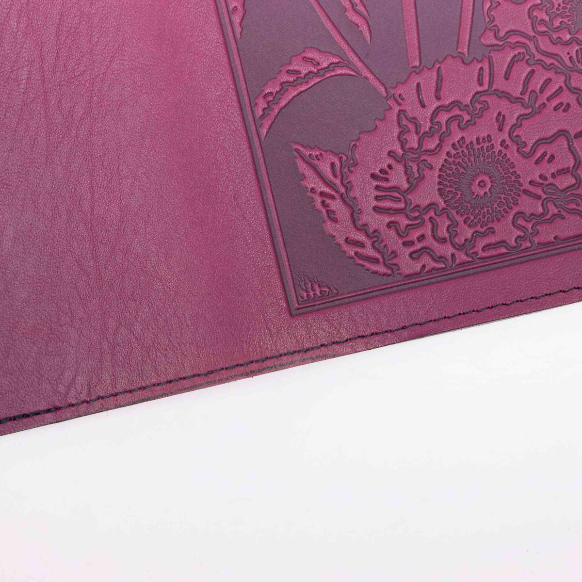 SECOND, Large Leather Notebook Cover, Poppy in Orchid