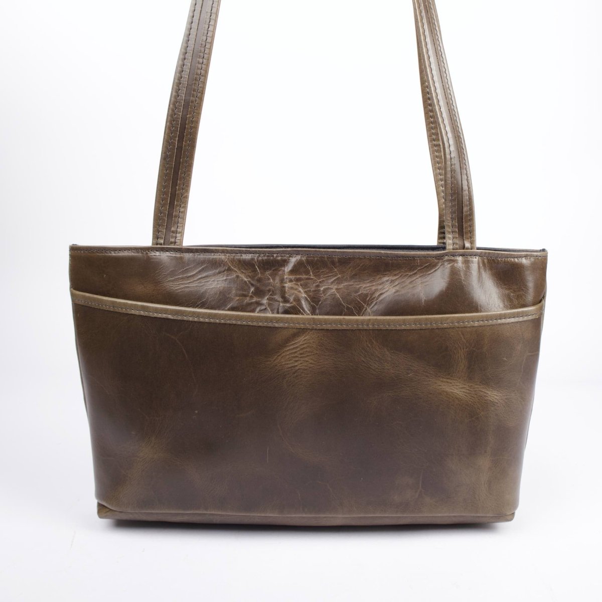 SECOND, Streamline Handbag, Napa Excel Leather in Lead