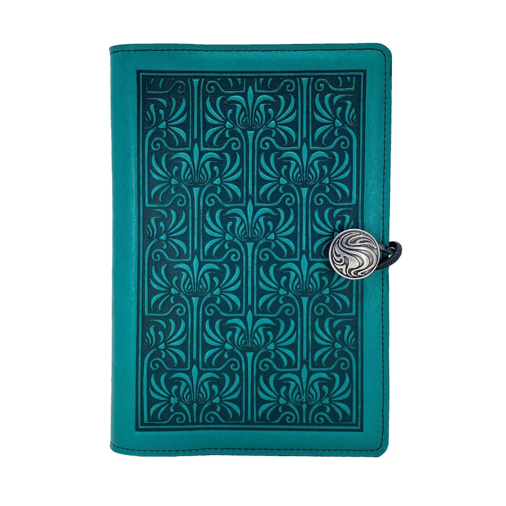 Oberon Design Large Refillable Leather Notebook Cover, Hummingbirds