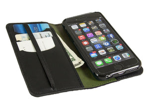 Oberon Design Leather Wallet Folio Case for iPhones, Forest