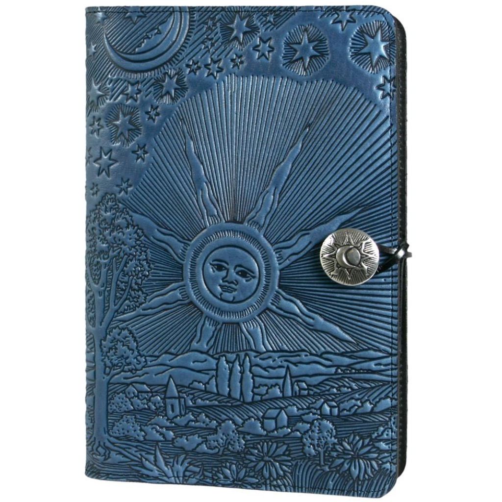 Oberon Design Leather Refillable Journal Cover, Celtic Hounds Small / Green