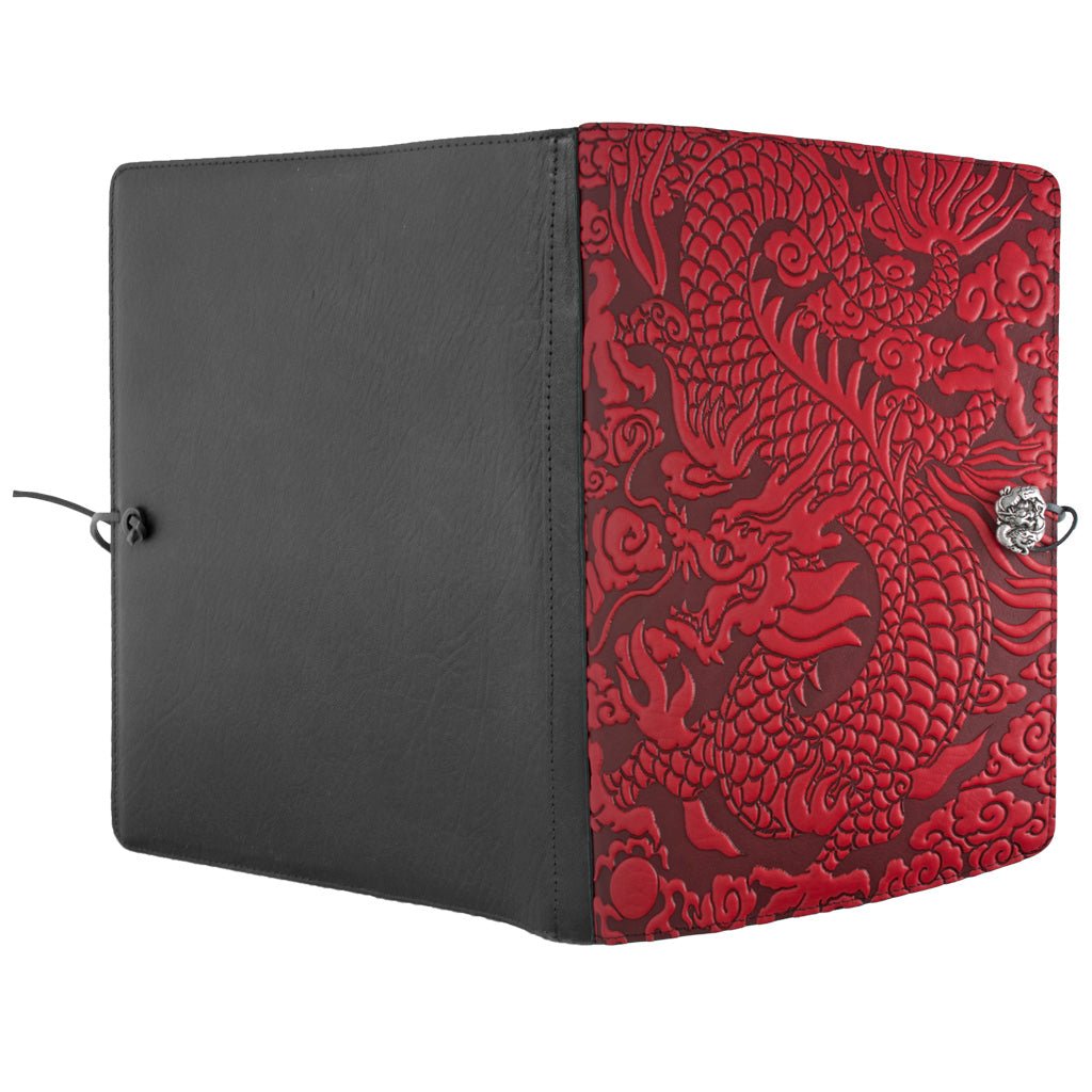 Leather Bound Journal-sketchbook: Black with red flowers