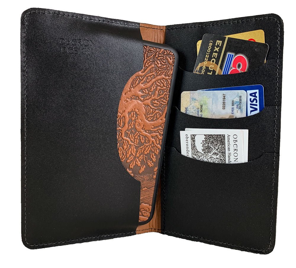 Oberon Design Tree of Life Leather Wallet Folio Case for iPhones iPhone 11 / Chocolate