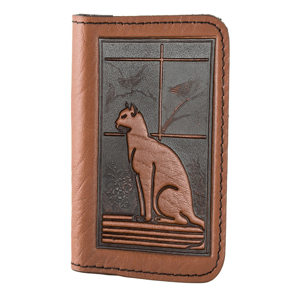 Oberon Design Leather Bi-Fold Women's Wallet, Acanthus Leaf Saddle