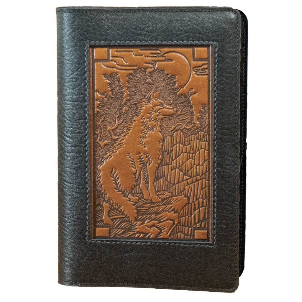 Antique Embossed Brown Leather Checkbook Cover