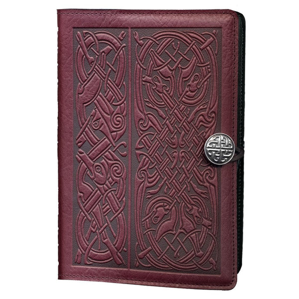 Oberon Design Leather Refillable Journal Cover, Celtic Hounds