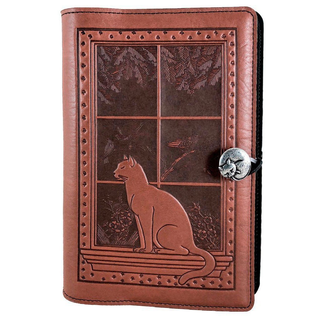 HAPPY EXTRA, Large Leather Refillable Journal, Cat in Window