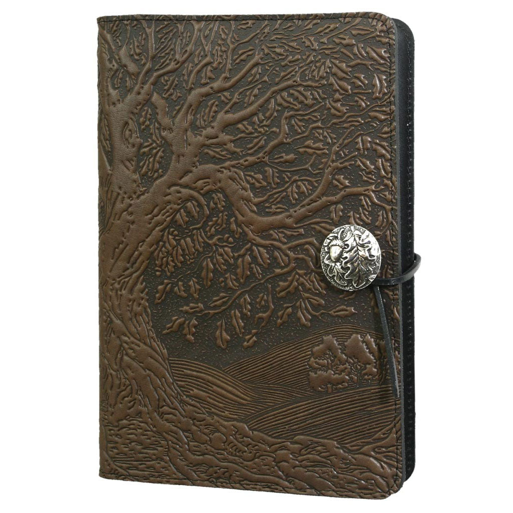 Oberon Design Refillable Large Leather Notebook Cover, Tree of Life