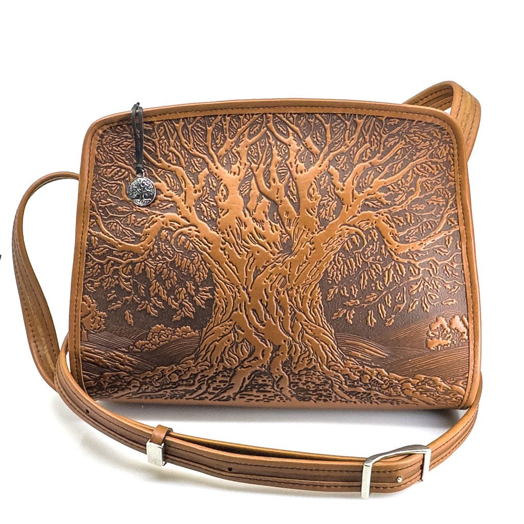Genuine Brown Leather Purse Celtic Tree of Life Vintage 