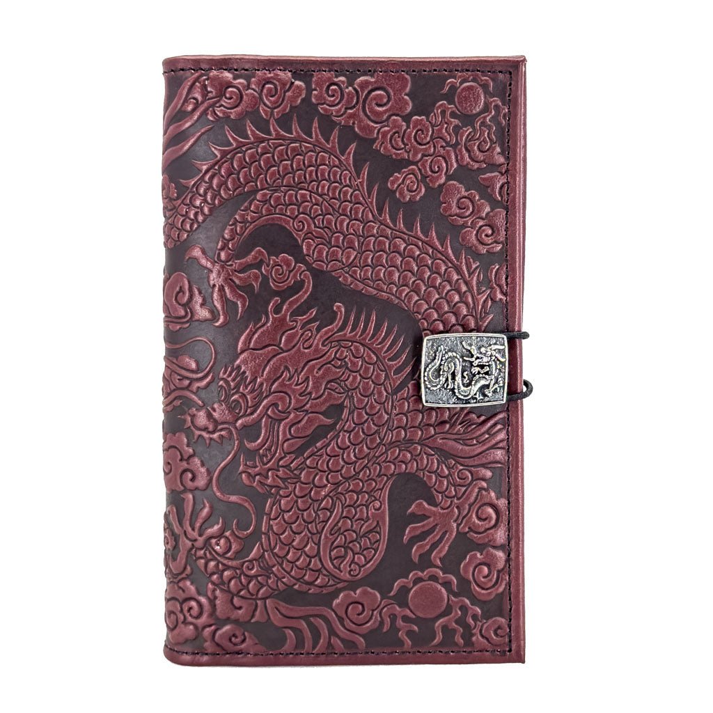 Oberon Leather Business Card Holder, Mini Wallet, Cloud Dragon Wine