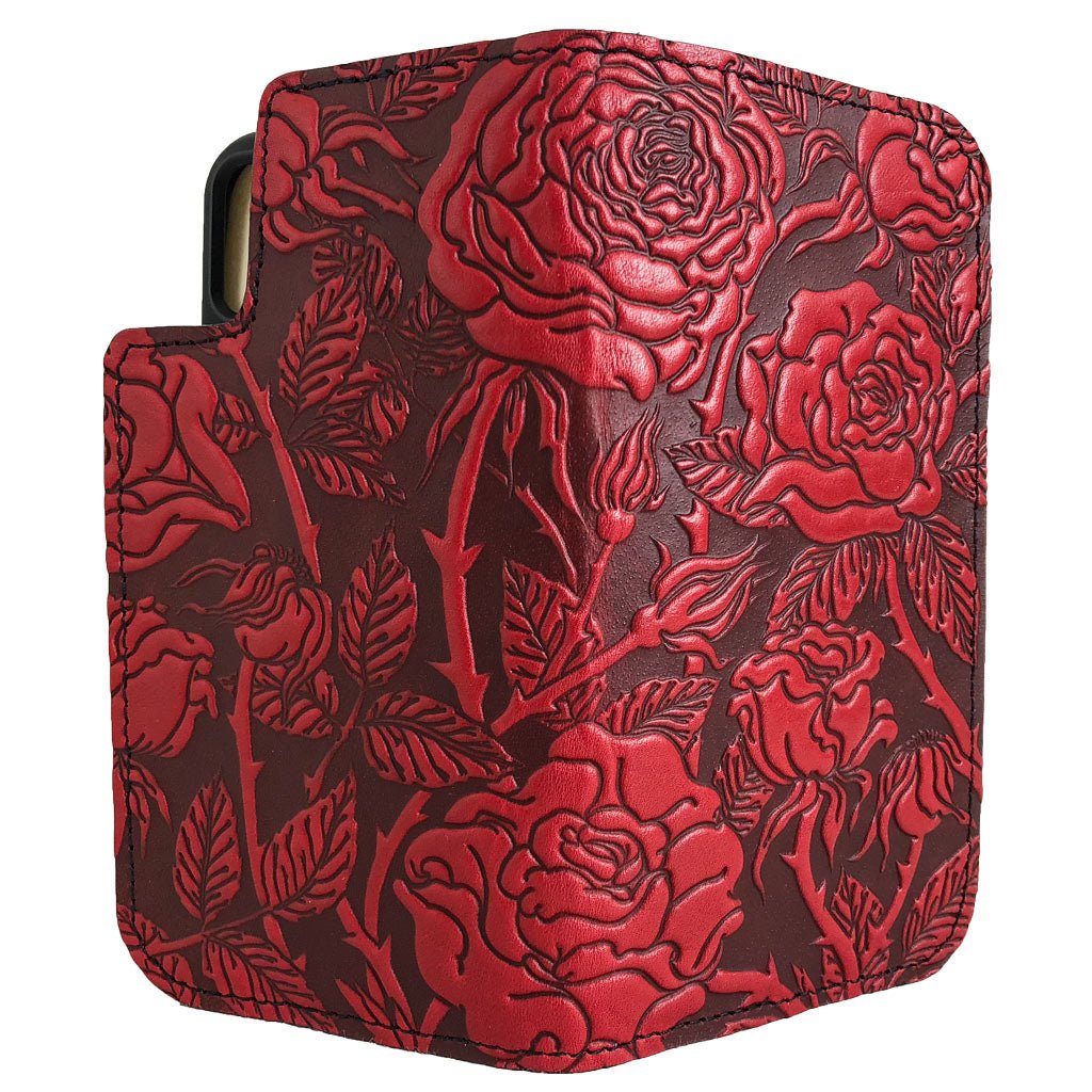 Oberon Design River Garden Leather Wallet Folio Case for iPhones iPhone 8 / Red