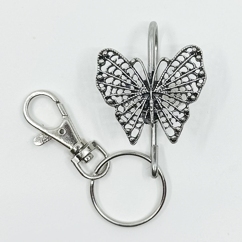 Bustier Key Purse Hook Alexx Handbag Hanger Holder Clip Keys Silvertone  Enamel