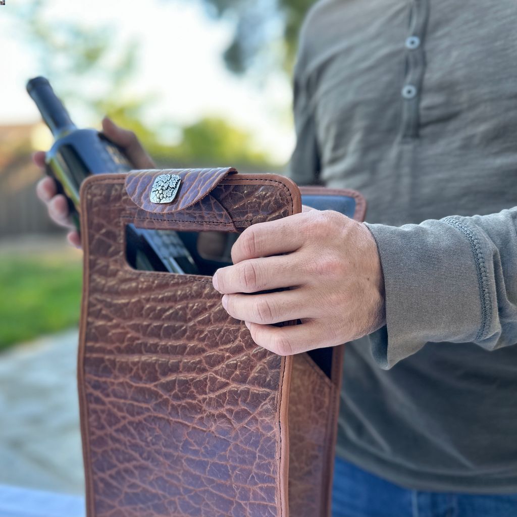 Glazed Bison Tobacco Wine Bottle Bag - Oberon Design