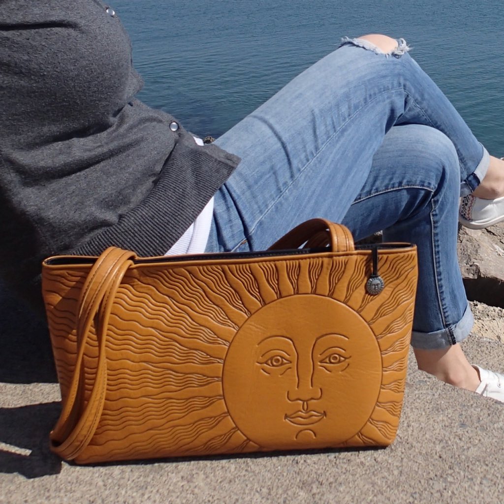 Leather handbag, streamline in Marigold by Oberon Design